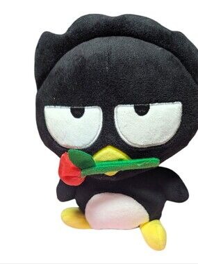 Sanrio Badtz Maru Plush Penguin Stuffed Animal Kawaii Goth Emo Cute w Rose